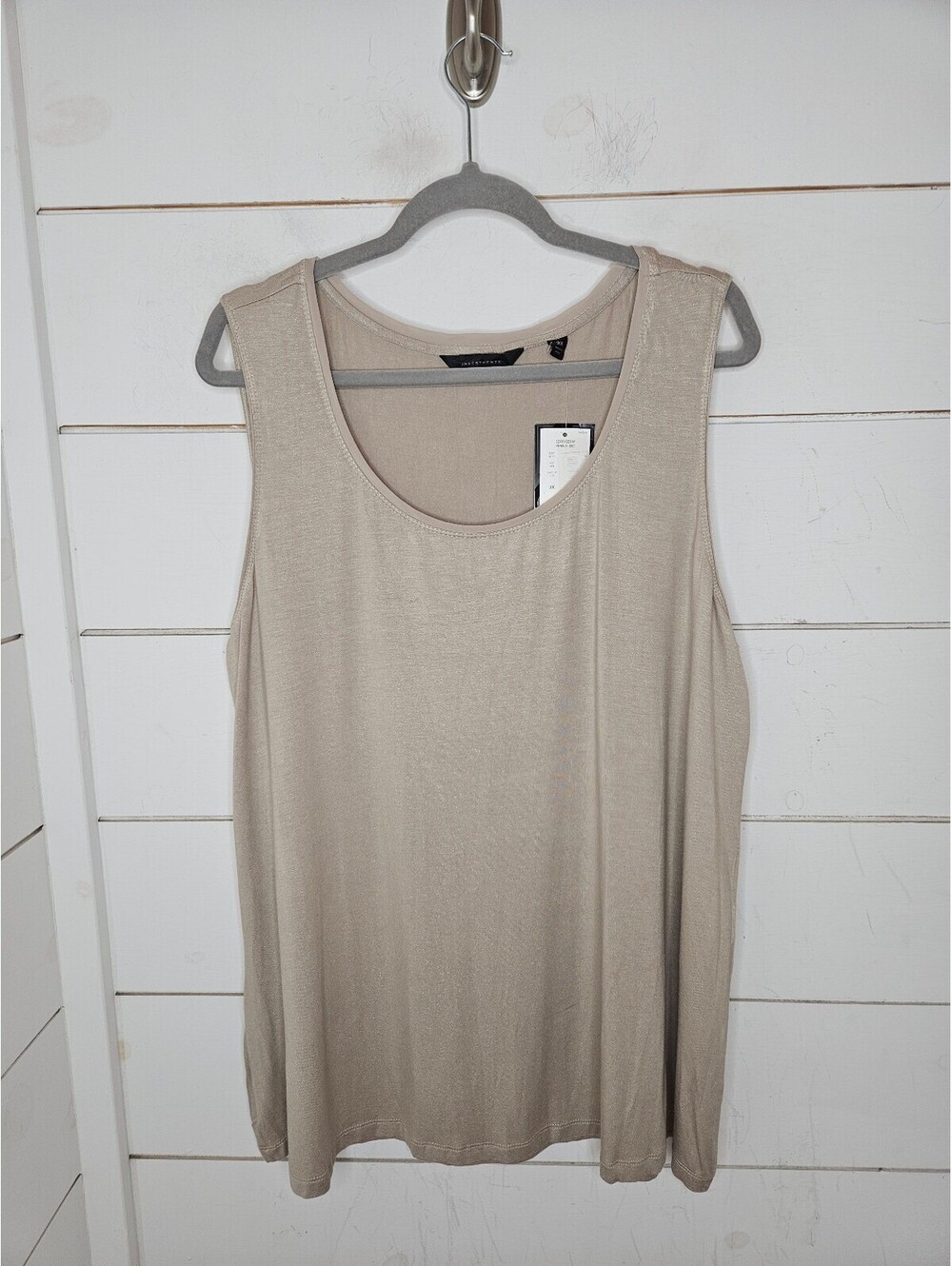 NWT Investments 3X tan with shimmer scoop neck tank top